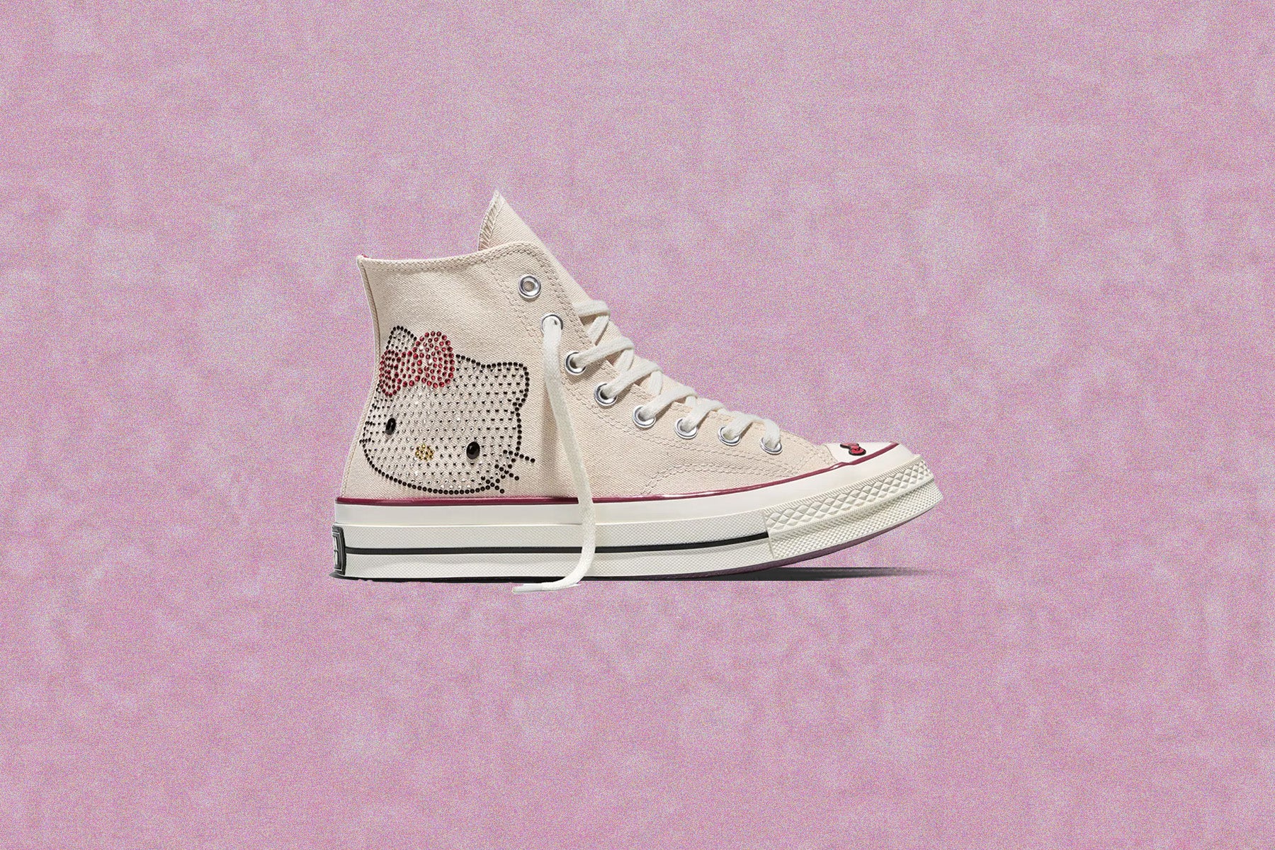 Converse x Hello Kitty Chuck Taylor 70 with Swarovski Crystals - Egret/Sporty Berry/Black - Image 2