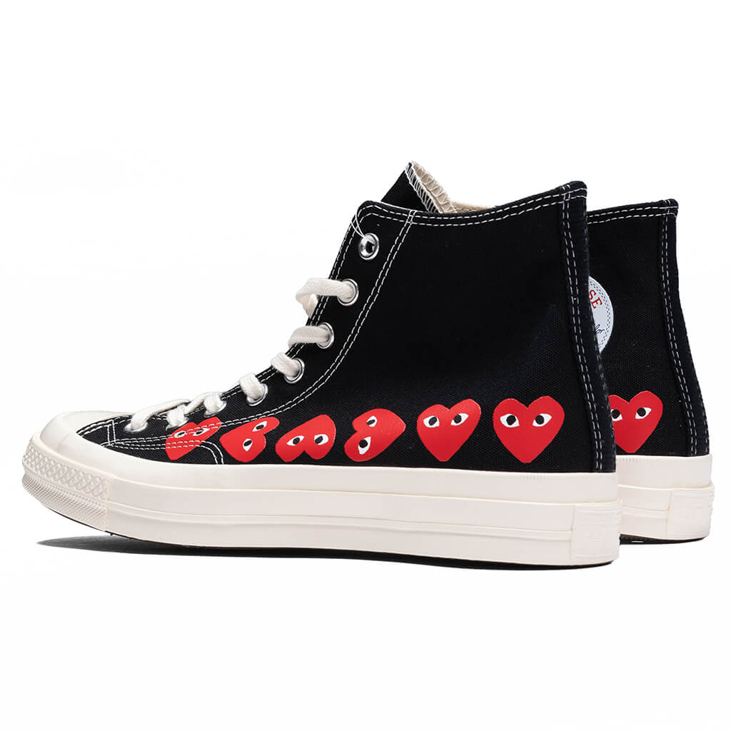 Converse x Comme Des Garcons PLAY All Star Chuck '70 Hi Multi Heart - Black/Red - Image 3