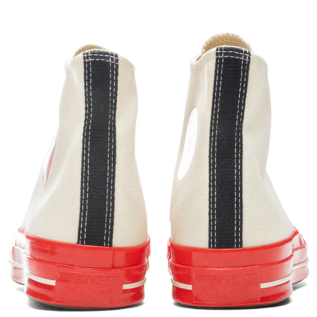 Converse x Comme Des Garcons PLAY All Star Chuck '70 Hi Red Sole - White - Image 4