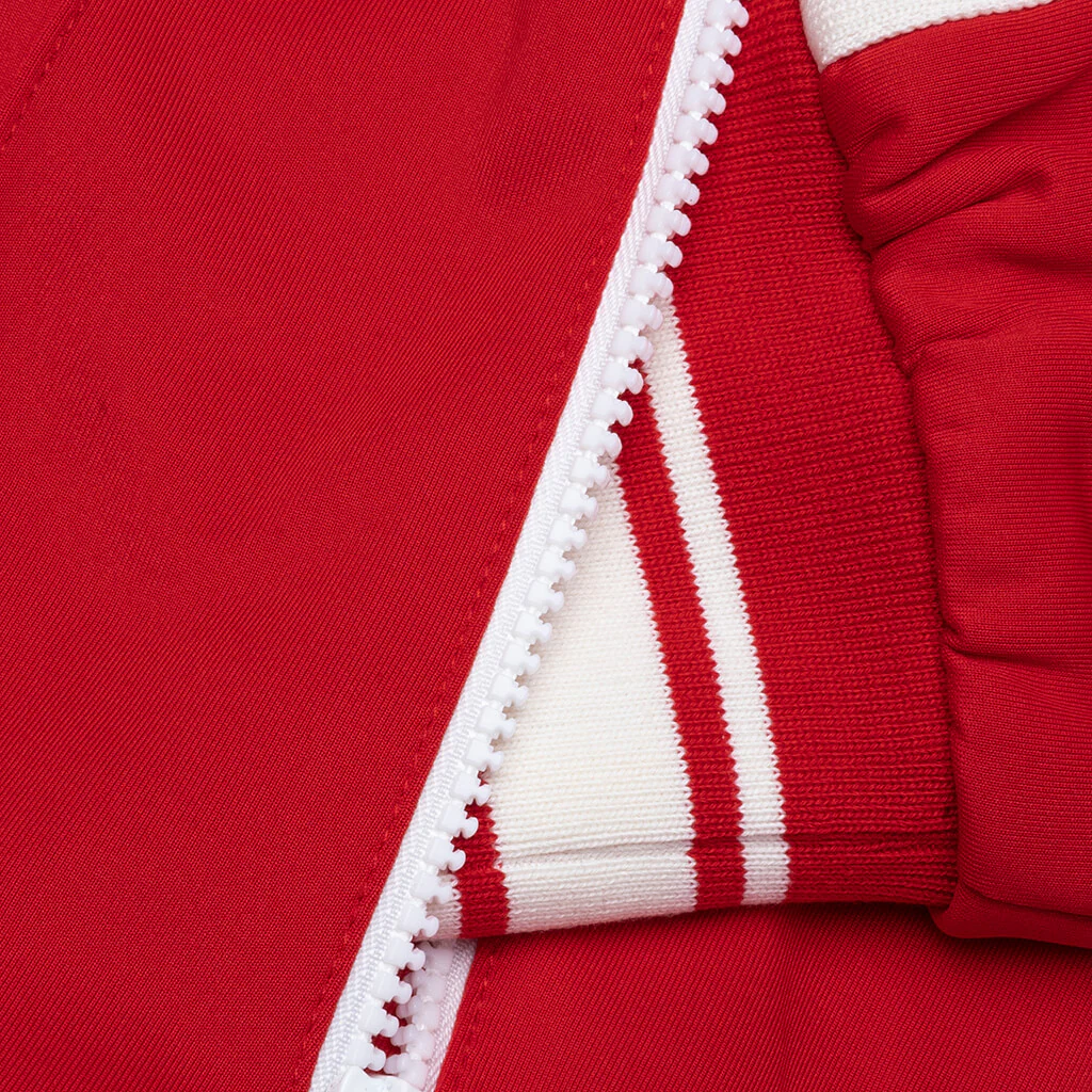 Pin Tuck Half Zip Track Top - Red/Ecru - Image 4