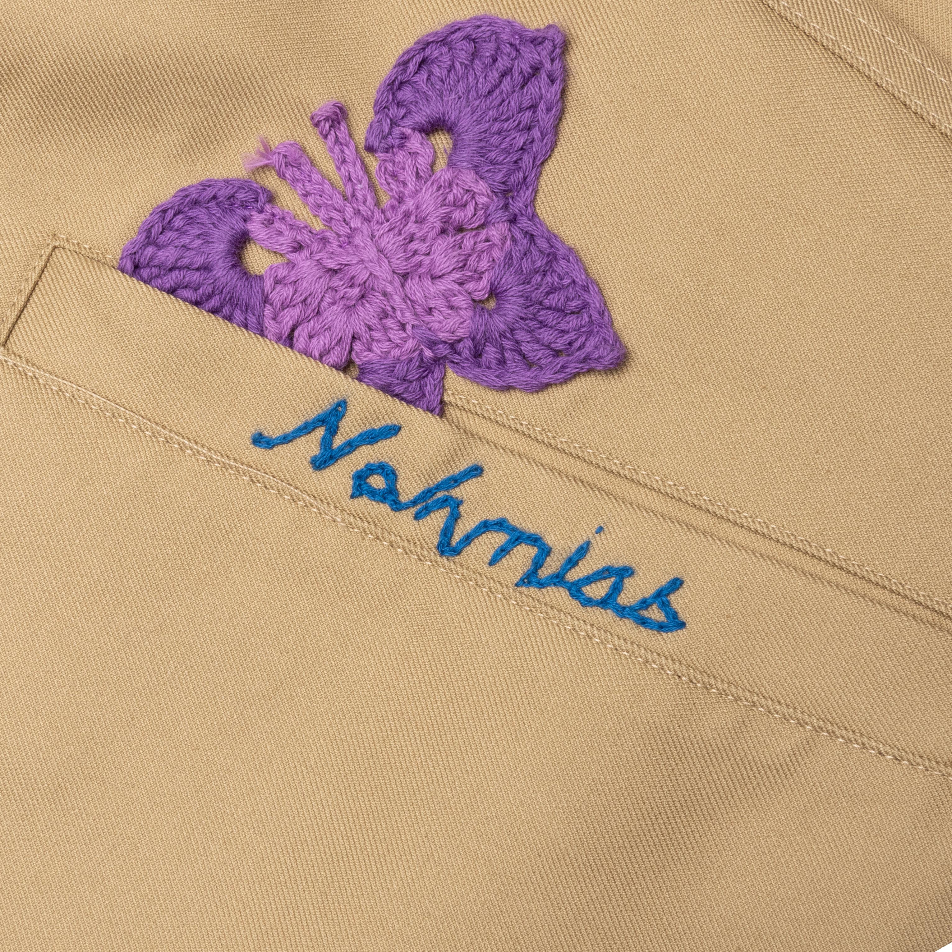 Crochet Patch Worker Jacket - Sand - Image 3