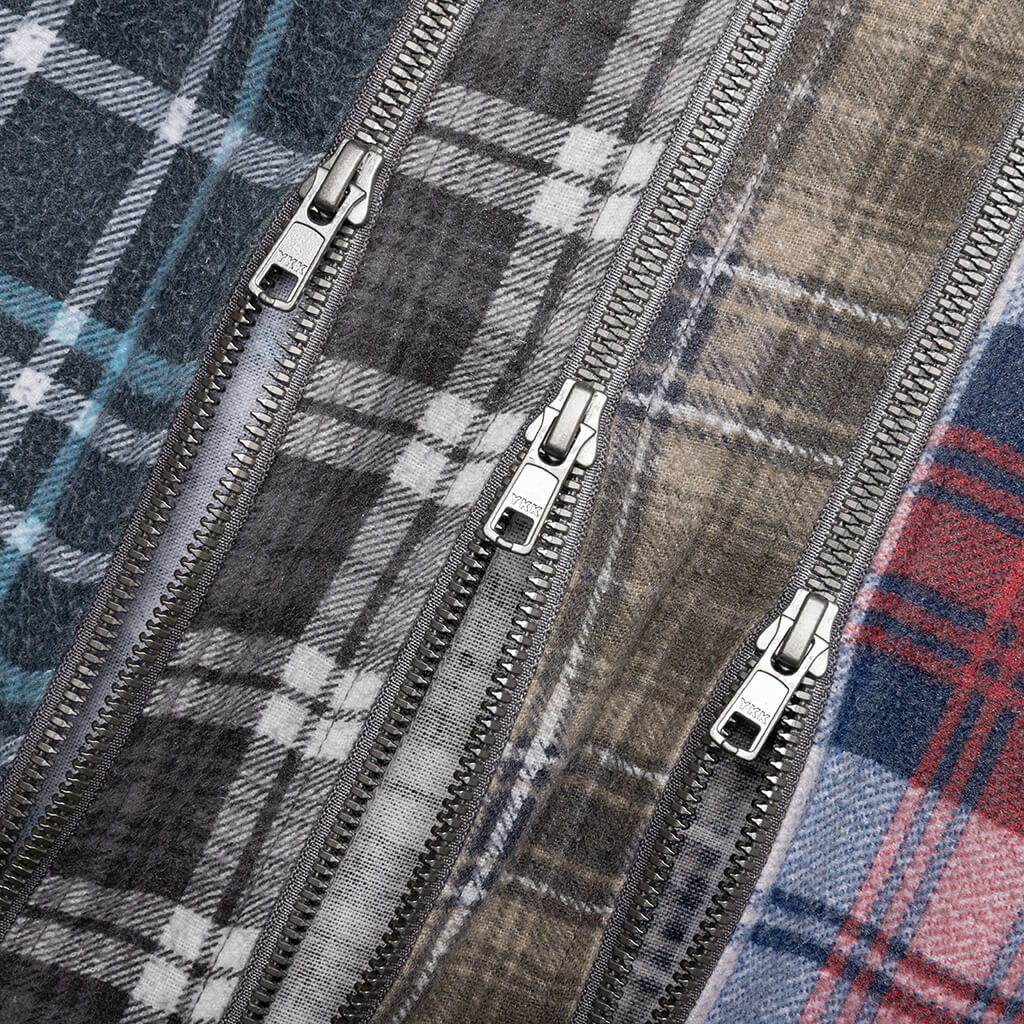 Flannel Shirt 7 Cuts Zipped Wide Reflection Shirt - Assorted - Image 4