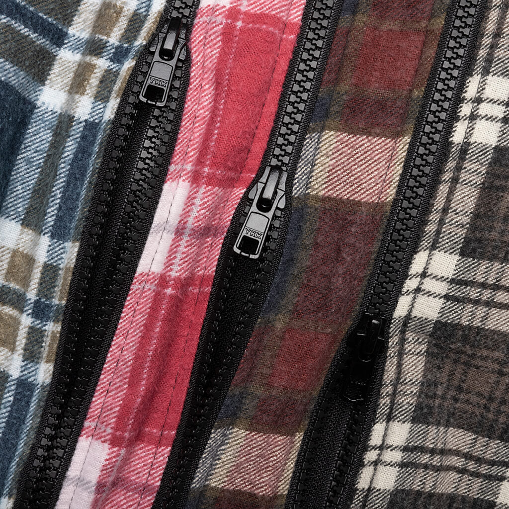 Flannel Shirt 7 Cuts Zipped Wide Shirt - Assorted - Image 4