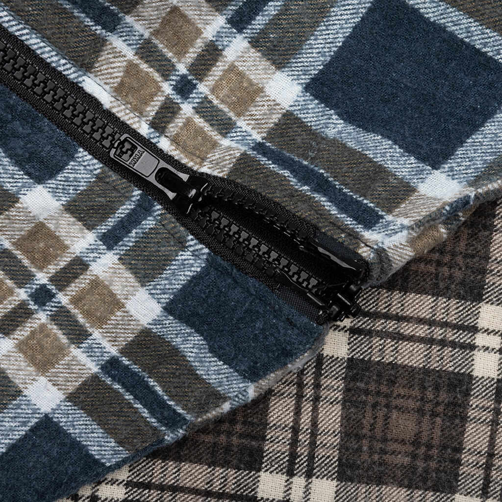 Flannel Shirt 7 Cuts Zipped Wide Shirt - Assorted - Image 5