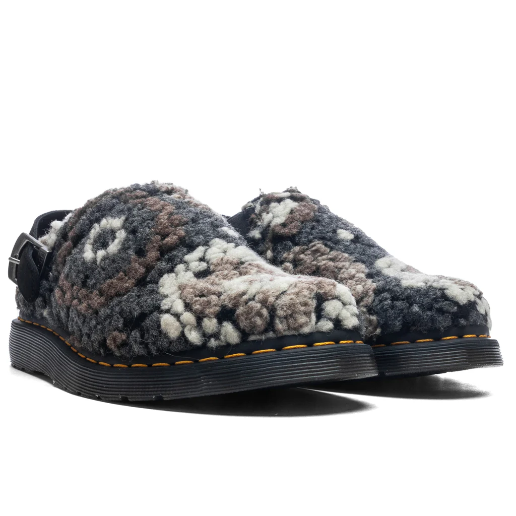 Isham Crochet Wool Suede Mules - Black - Image 2