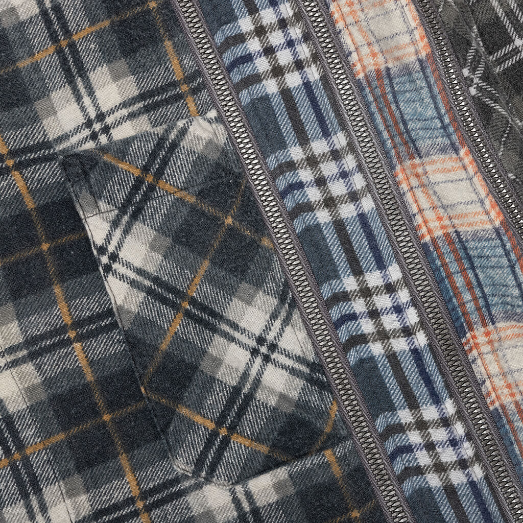 Flannel Shirt 7 Cuts Zipped Wide Reflection Shirt - Assorted - Image 3