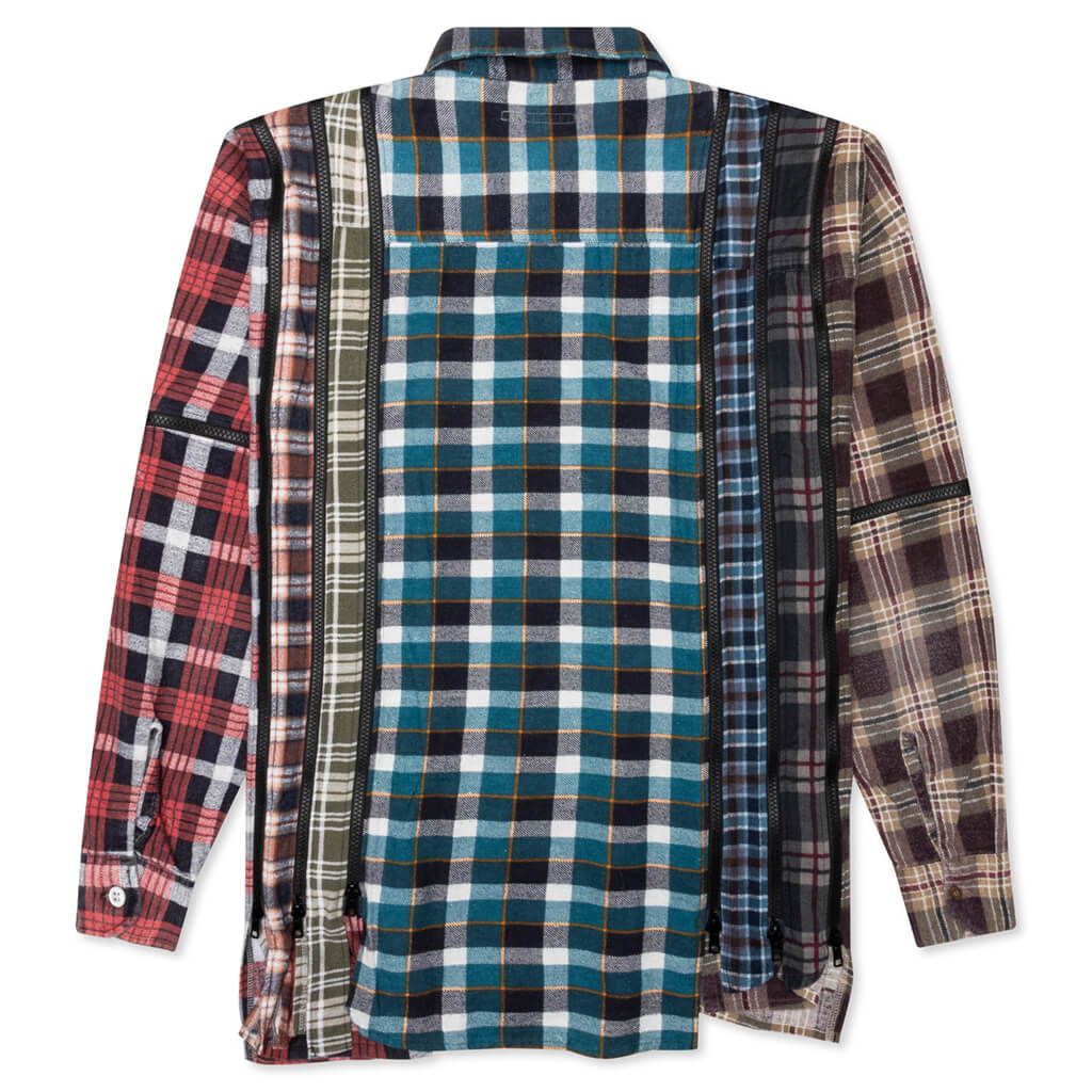 Flannel Shirt 7 Cuts Zipped Wide Shirt - Assorted - Image 2