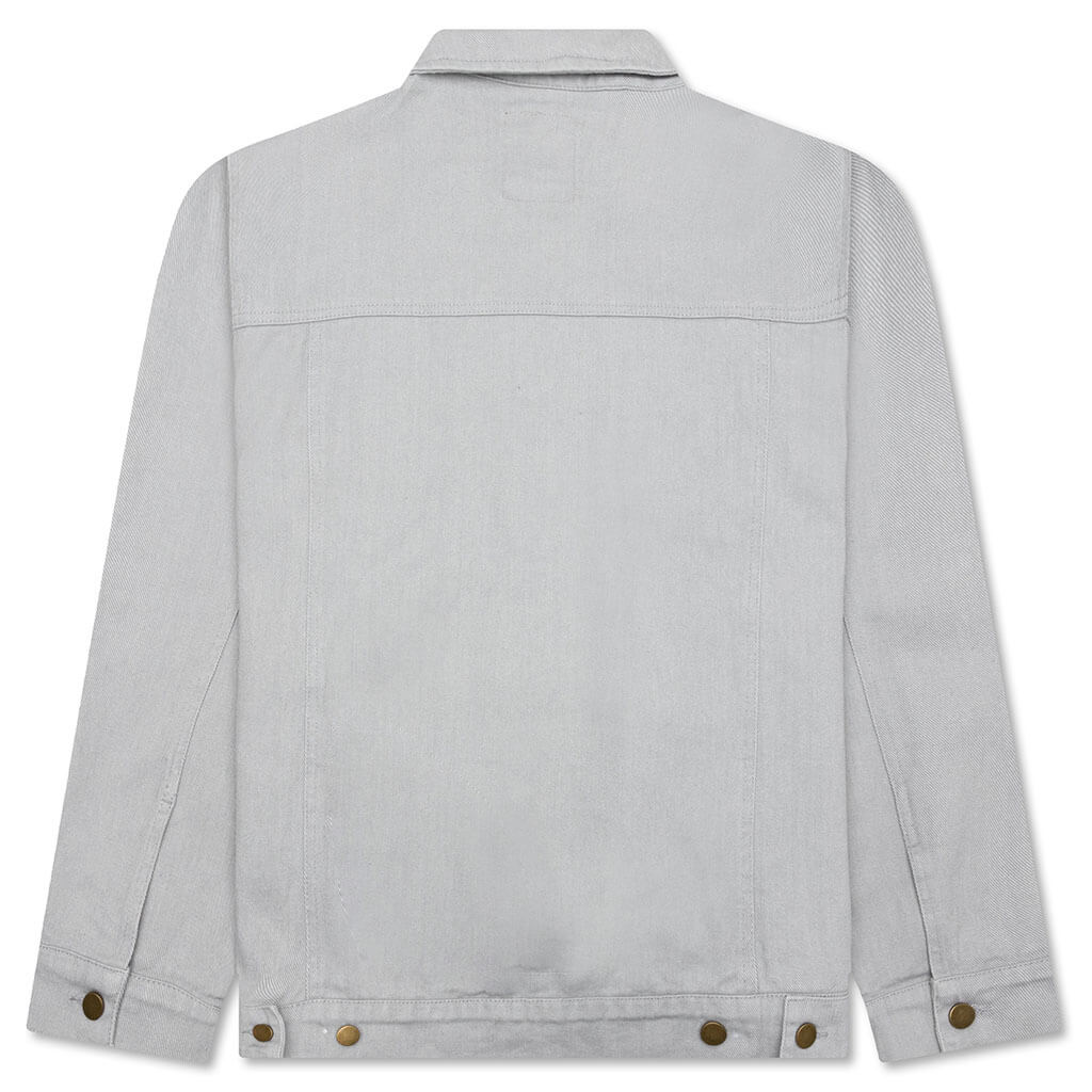 Face Embroidered Denim Jacket - Grey - Image 2