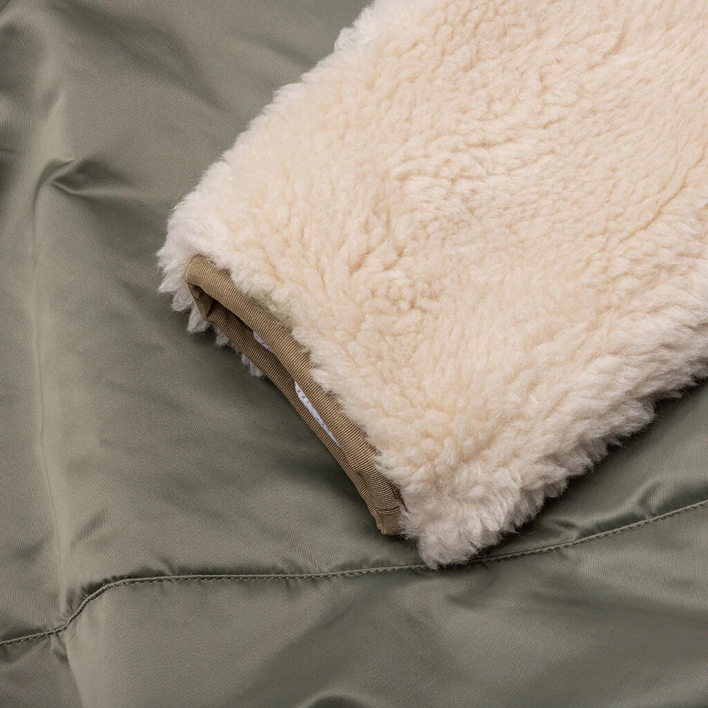 Faux Shearling Nylon Twill Blouson - Khaki/Ecru - Image 5