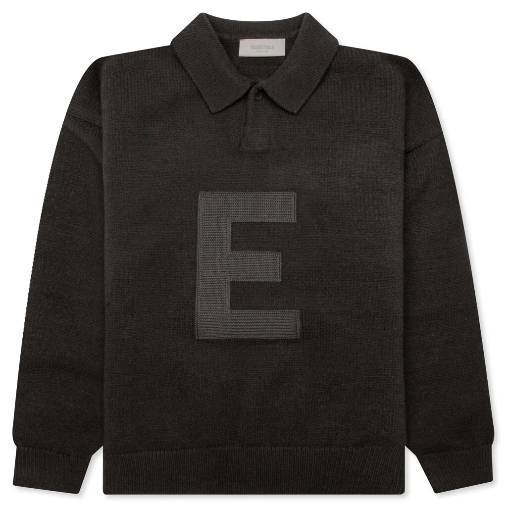 Kid's Knit Polo - Off Black