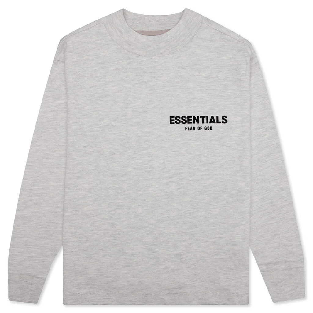Essentials Kid's Core L/S Tee - Light Oatmeal - Image 2