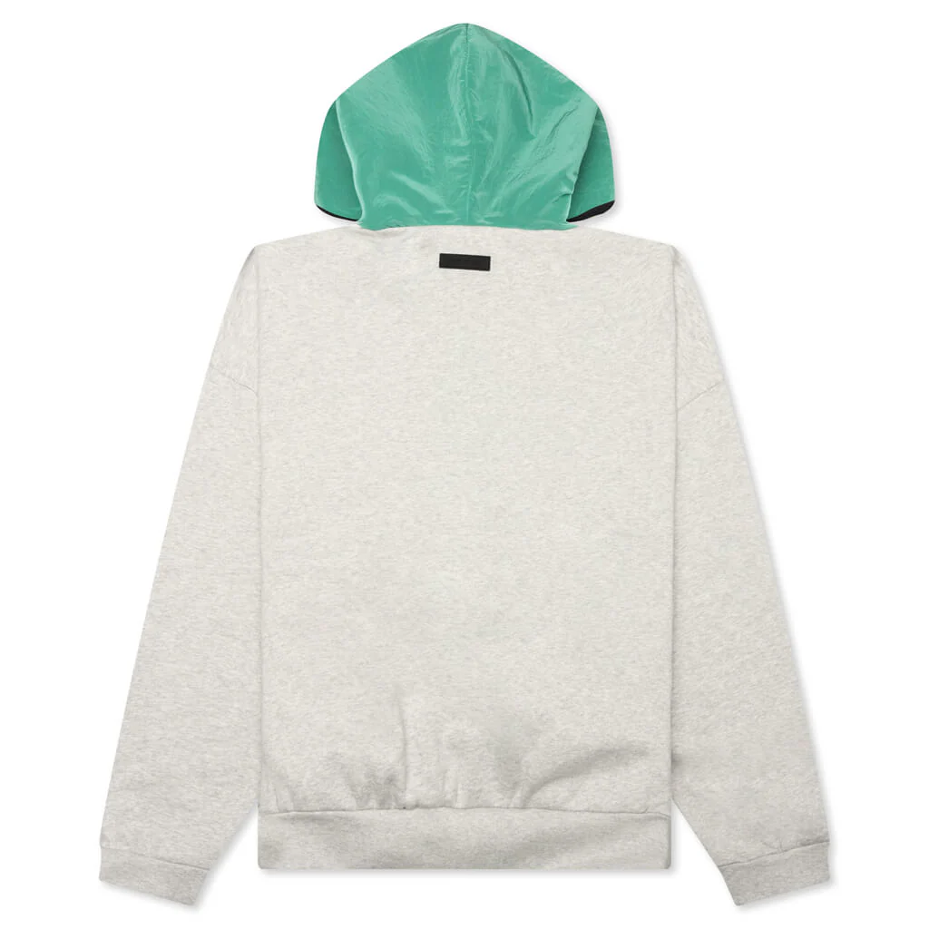 Nylon Fleece Hoodie - Light Heather Grey - Image 2