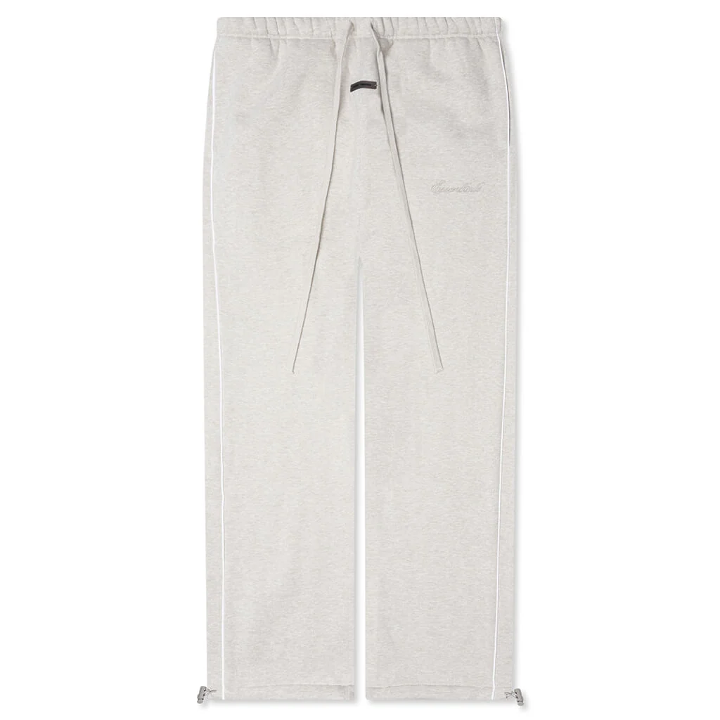 Relaxed Fleece Sweatpant With Piping - Heather Stone/Cloud White