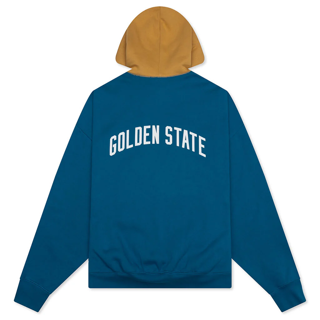 Fear of God Essentials x NBA Warriors Sport Hoodie - Blue Sapphire/Canyon - Image 2