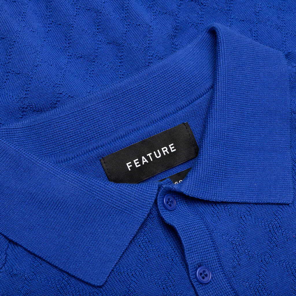 Hogan Pointelle Raglan Sleeve Sweater Polo - Indeevar Blue - Image 3