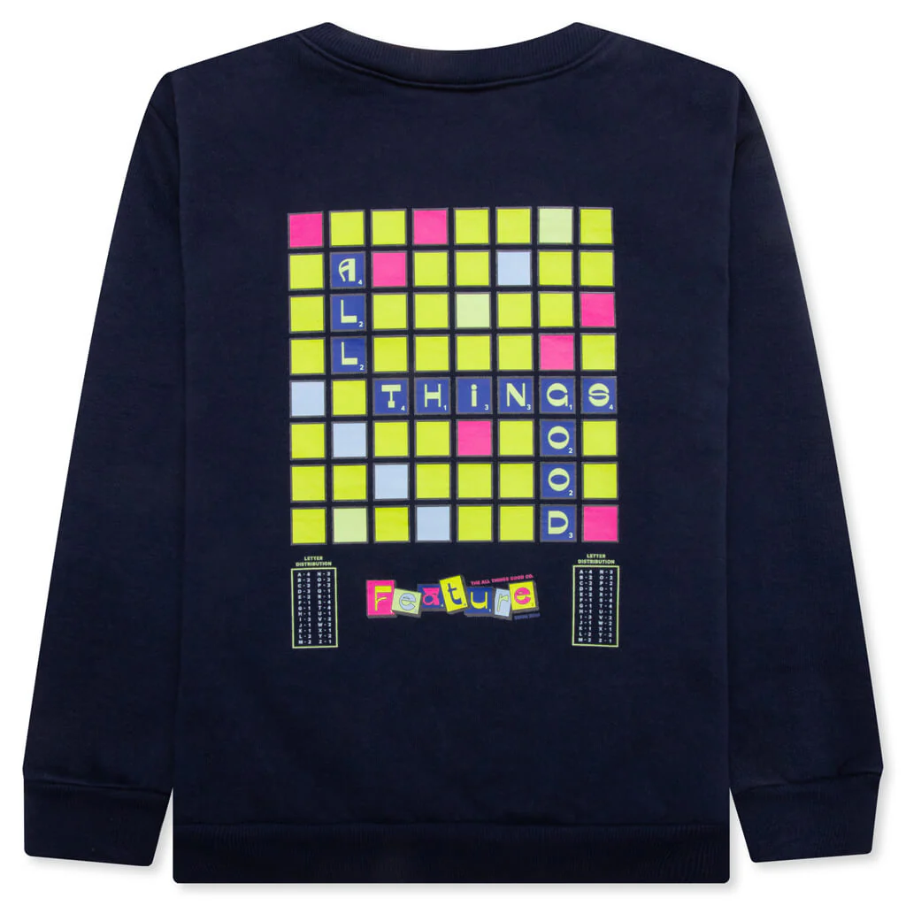 Kids Scrabble Crewneck - Navy - Image 2