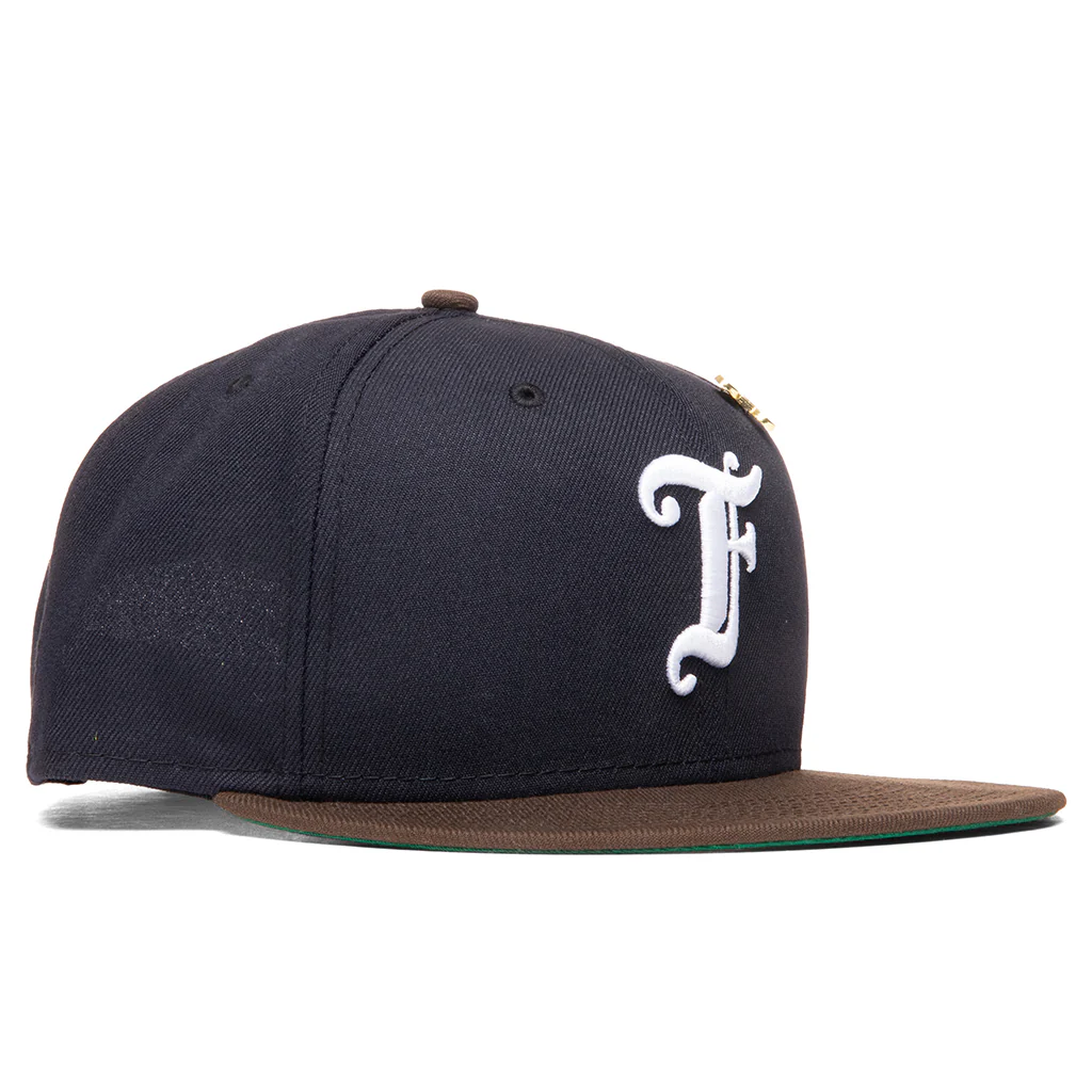 Feature x New Era Old English F Snapback Hat w/ Pin - Navy/Walnut - Image 3