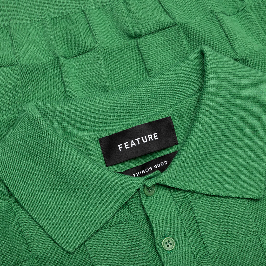 Palmer Checked L/S Sweater Polo - Augusta Green - Image 3