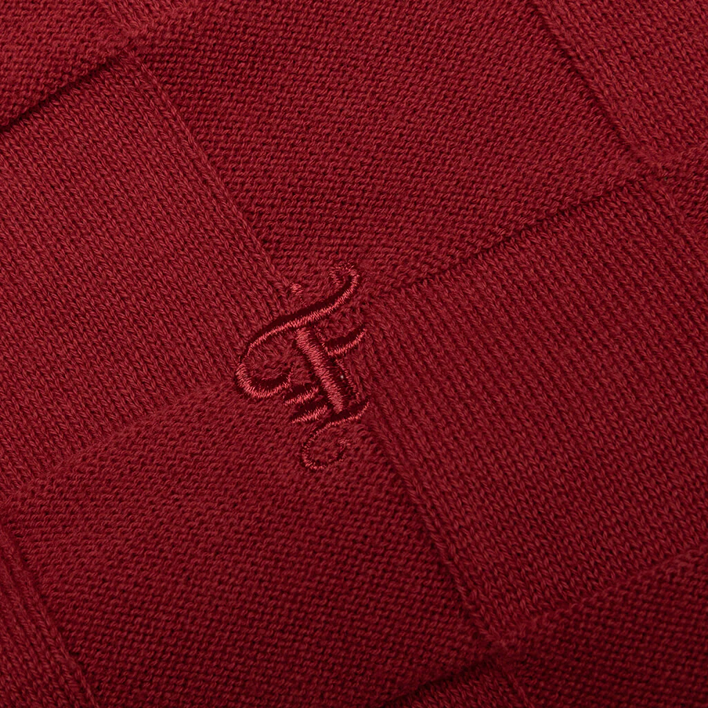 Palmer Checked L/S Sweater Polo - Sunday Red - Image 4