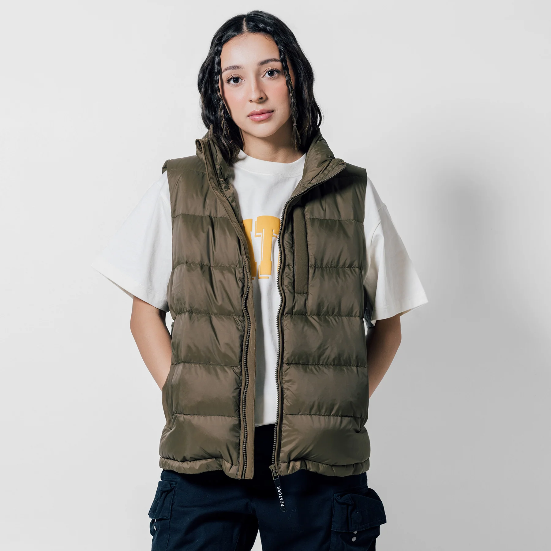 Sherman Convertible Puffer Vest - Olive - Image 8
