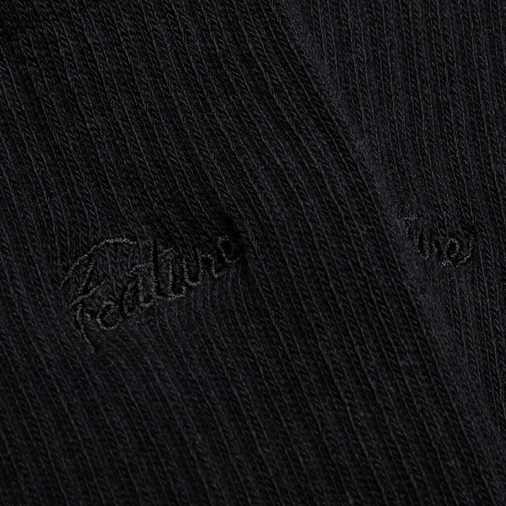Tonal Script Crew Sock - Black - Image 2