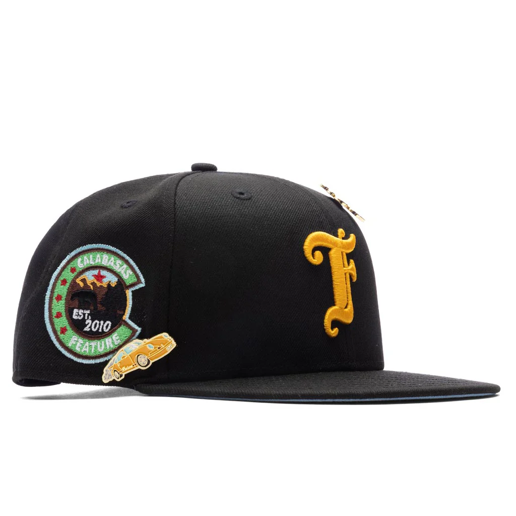 Feature x New Era Old English Calabasas Snapback - Black/Sky - Image 5