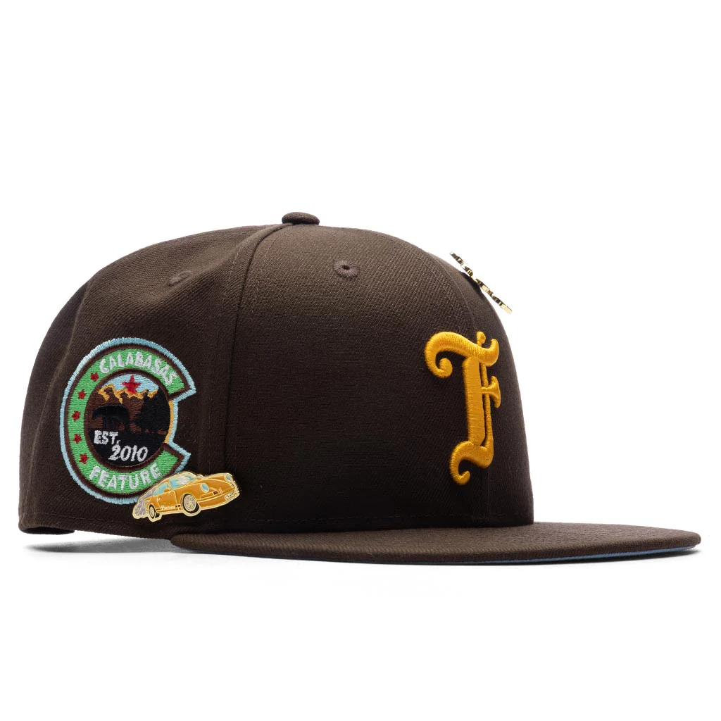 Feature x New Era Old English Calabasas Snapback - Brown/Sky - Image 5