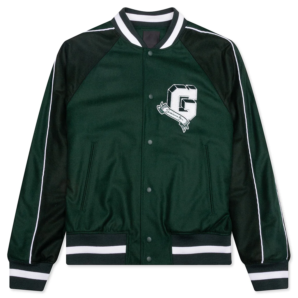 College Varsity Wool Jacket - Dark Green