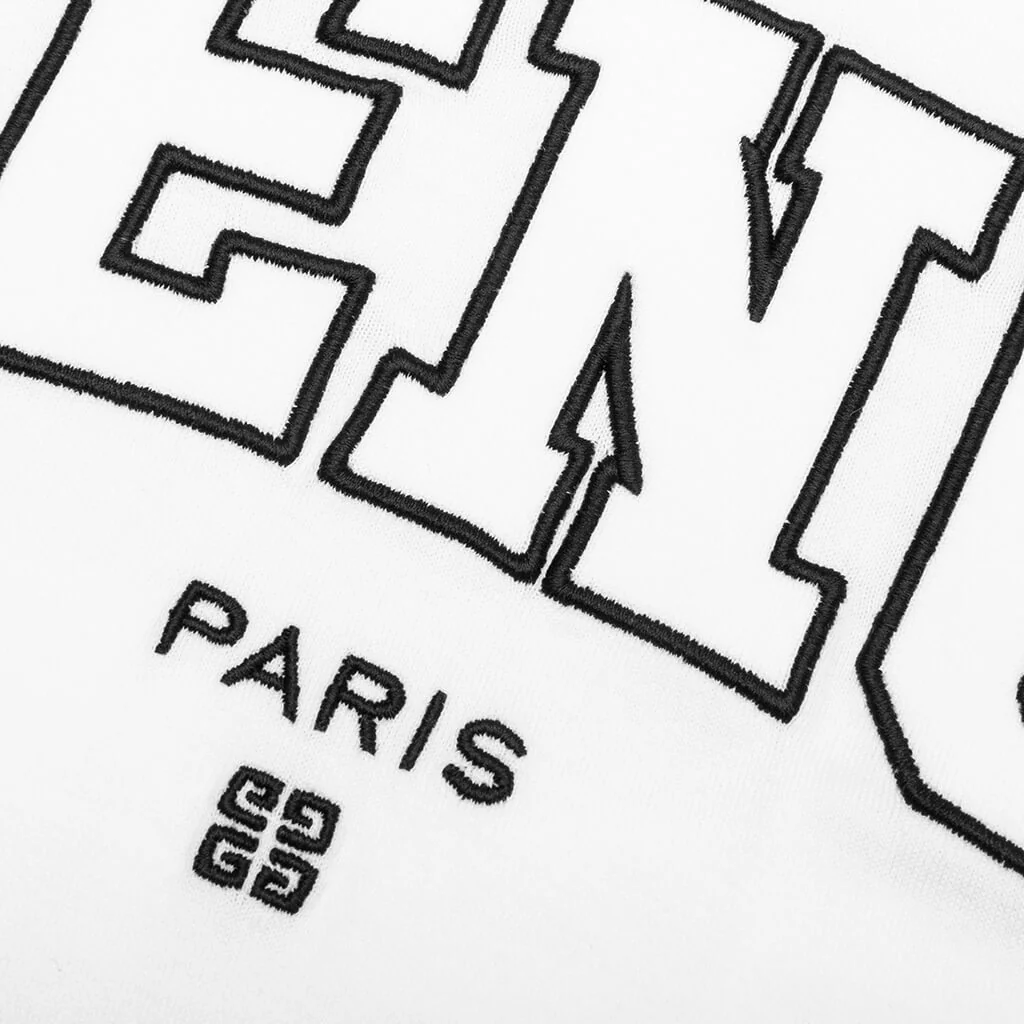 Classic Fit College Embroidery T-Shirt - White/Black - Image 3