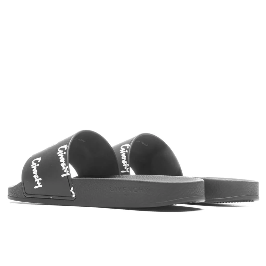 All Over Print Flat Sandals - Black/White - Image 4