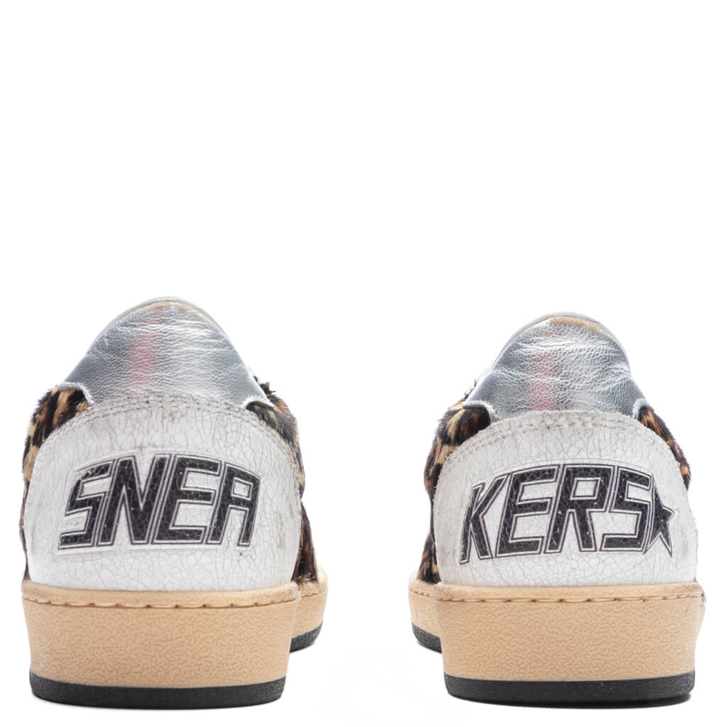 Women's Sneakers Leather Nappa Ball Star - Beige Brown Leo/White/Silver - Image 4
