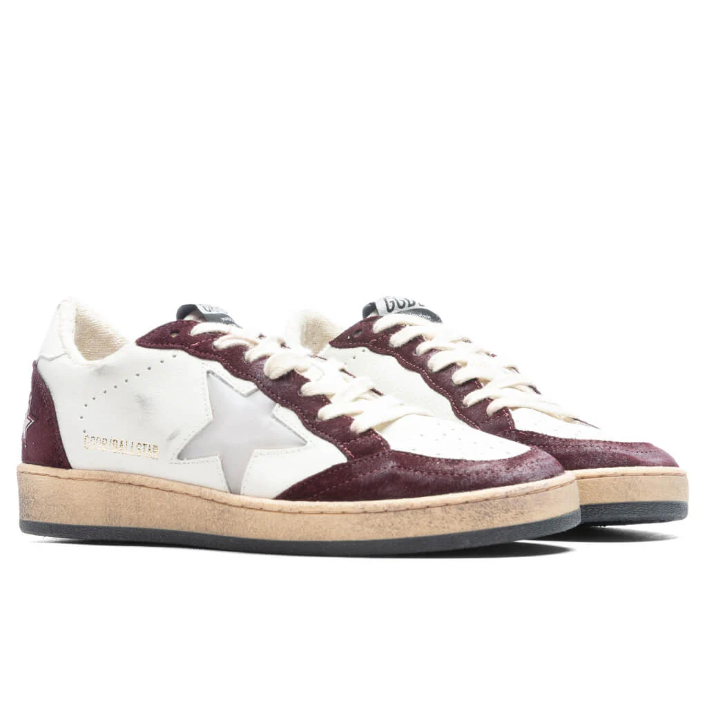 Women's Sneakers Leather Suede Ball Star - Red Wine/White - Image 2