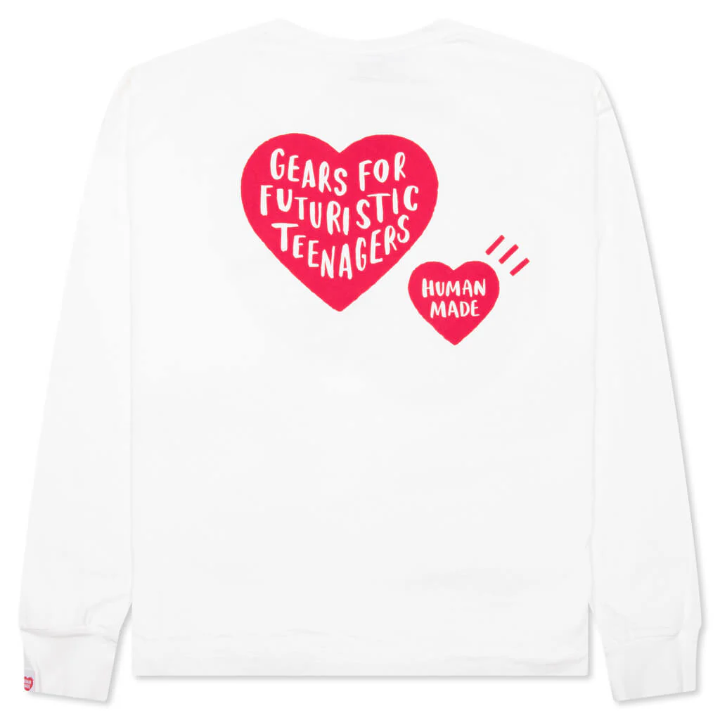 Graphic L/S T-Shirt #6 - White - Image 2