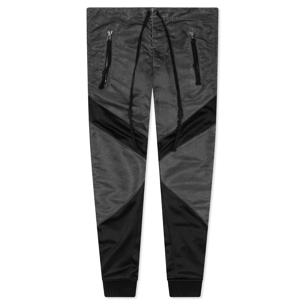 Washed Satin 50/50 Long Slim Pant - Black