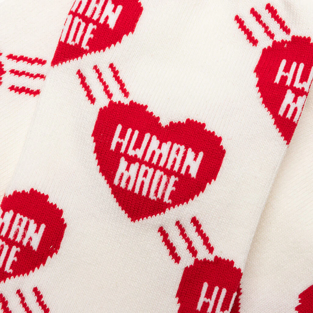 Heart Pattern Socks - Red - Image 2