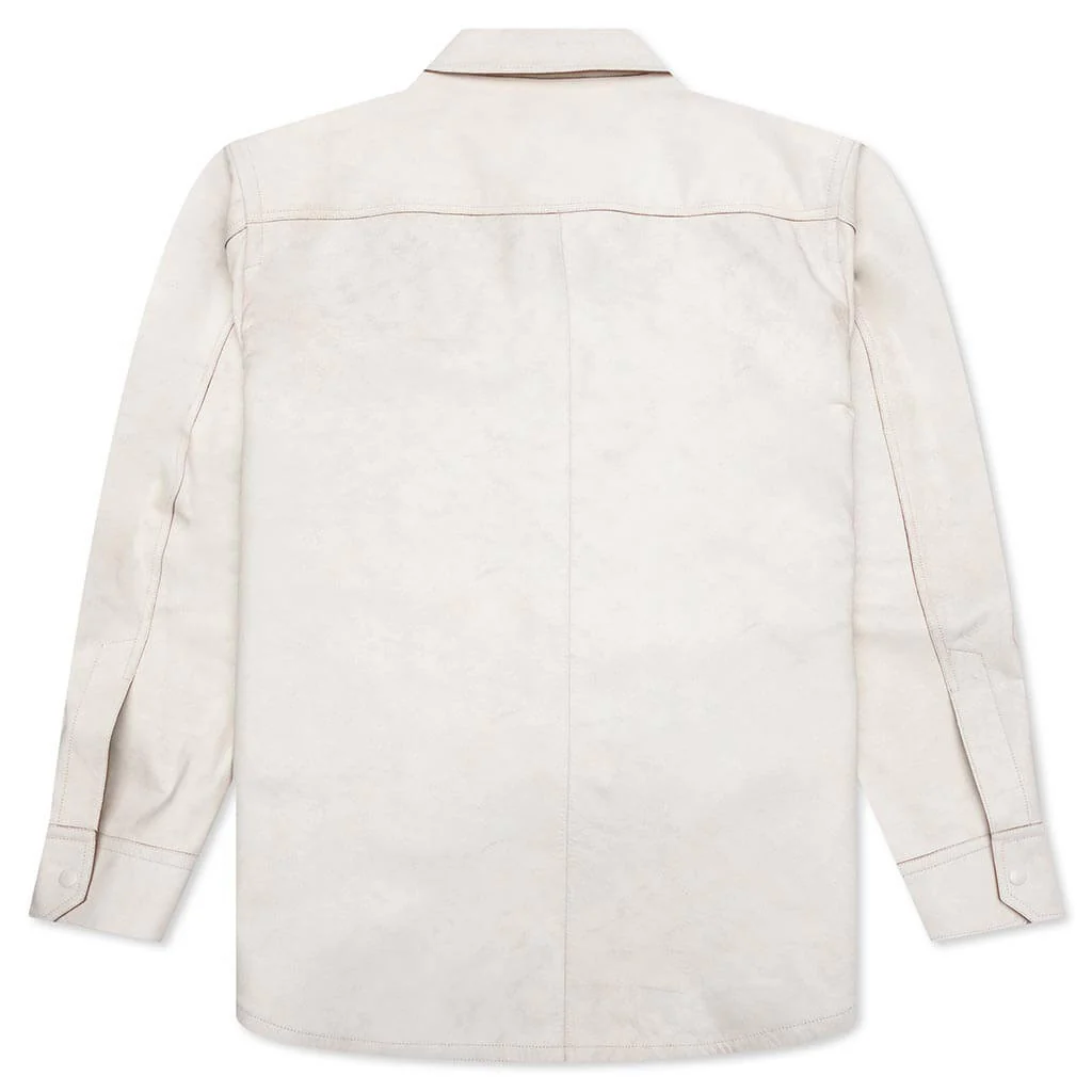 Leather Cargo Shirt Jacket - Cracked/White - Image 2