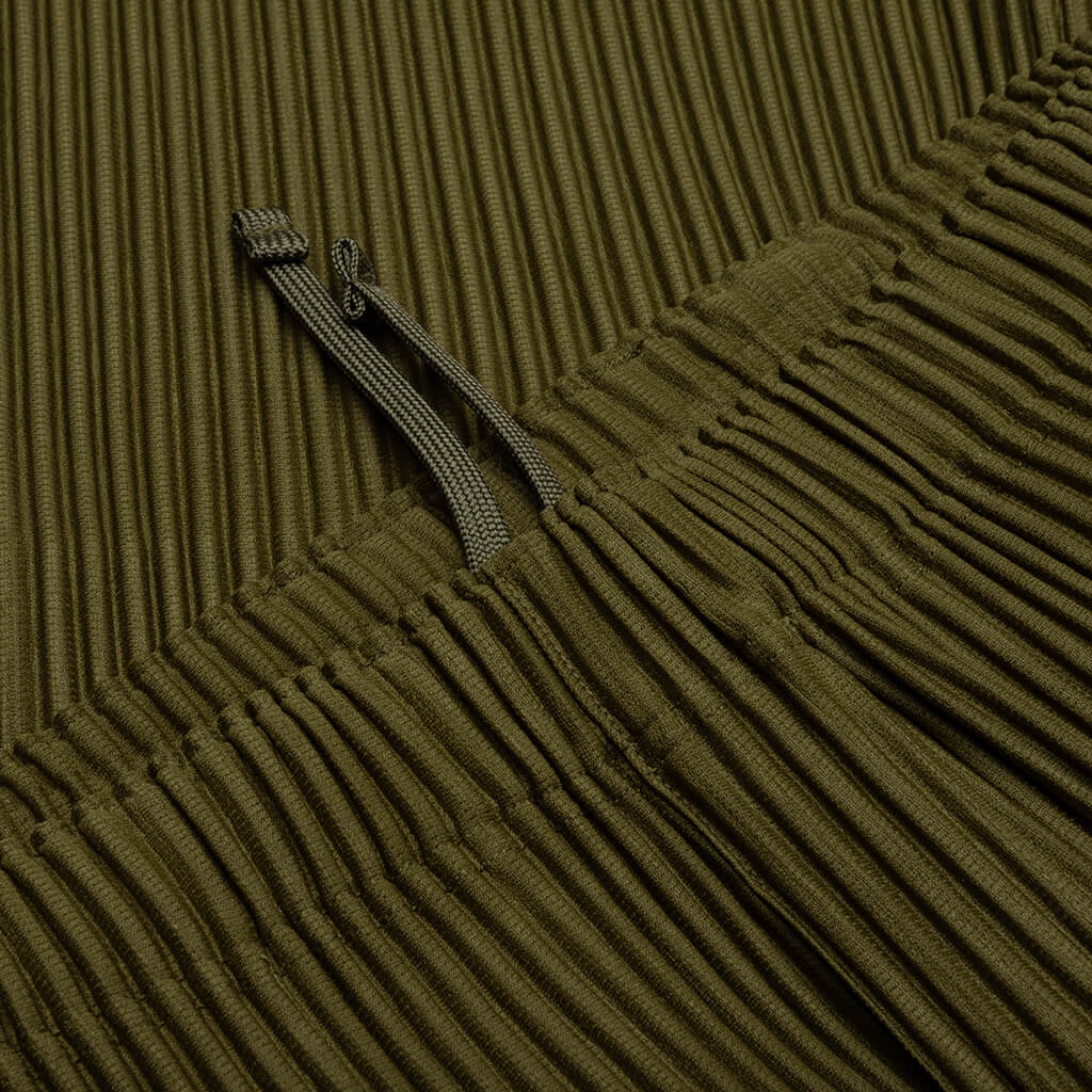 Color Pleats Shorts - Olive Khaki - Image 3