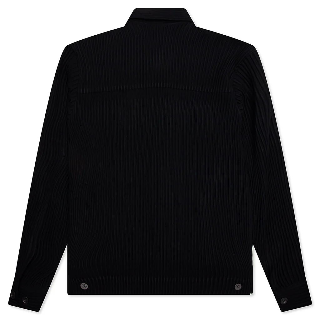 Wool Like Light Trucker Jacket - Black - Image 2