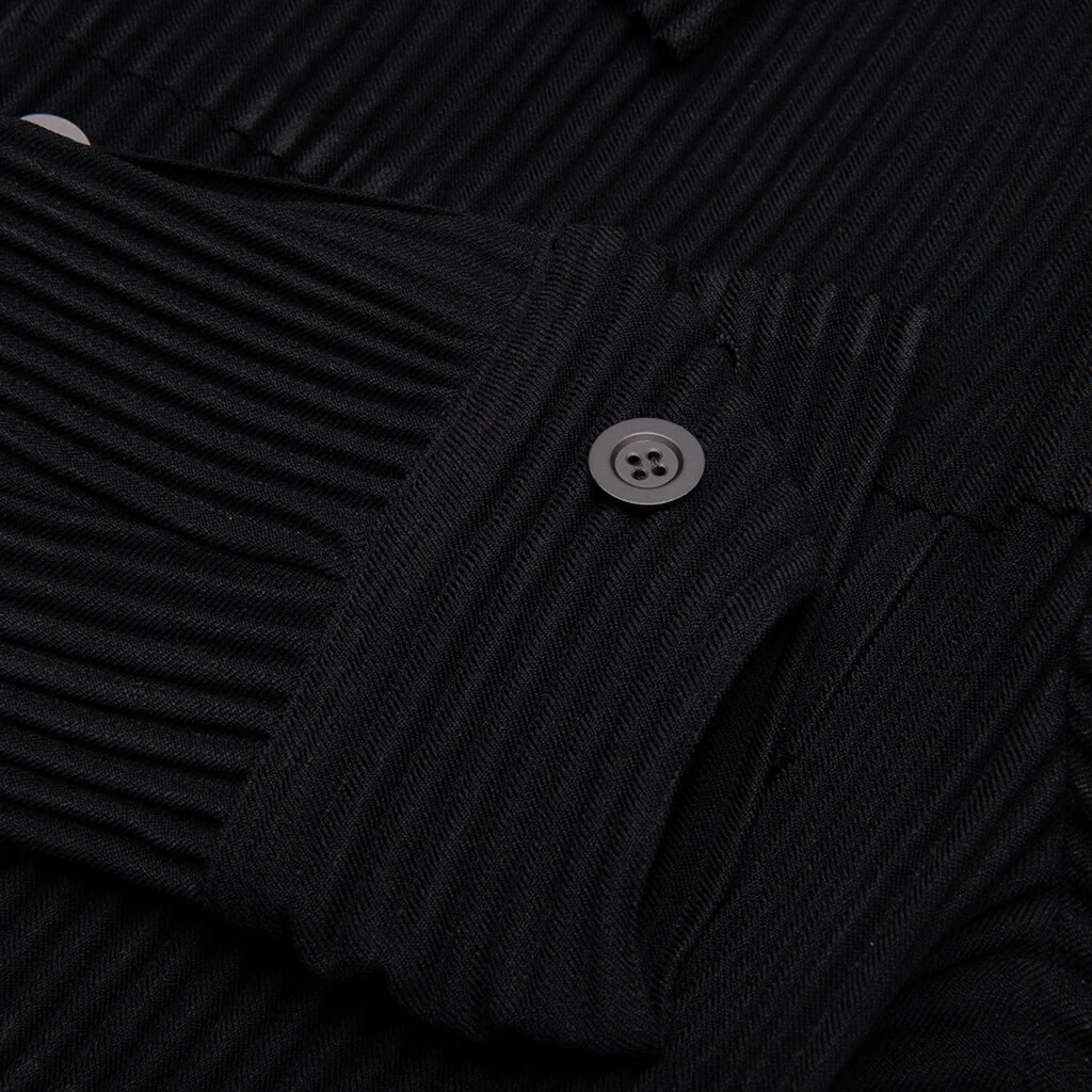 Wool Like Light Trucker Jacket - Black - Image 6