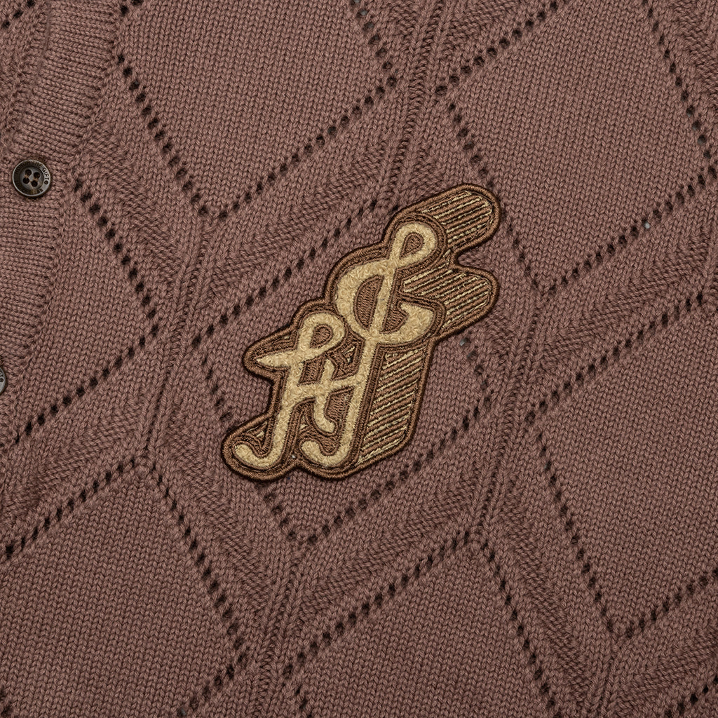 Diamond Knit Polo - Brown - Image 4