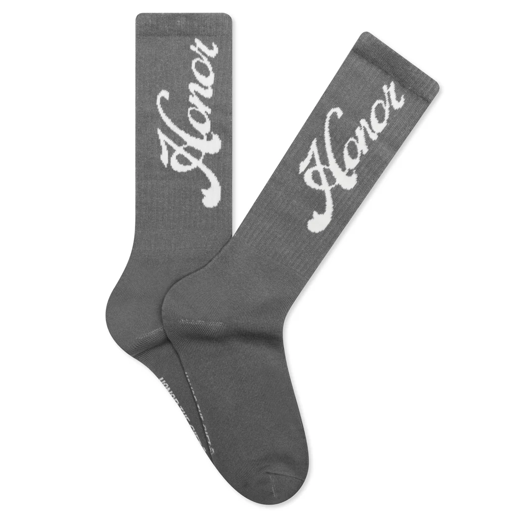 Honor Script Ribbed Sock - Stone