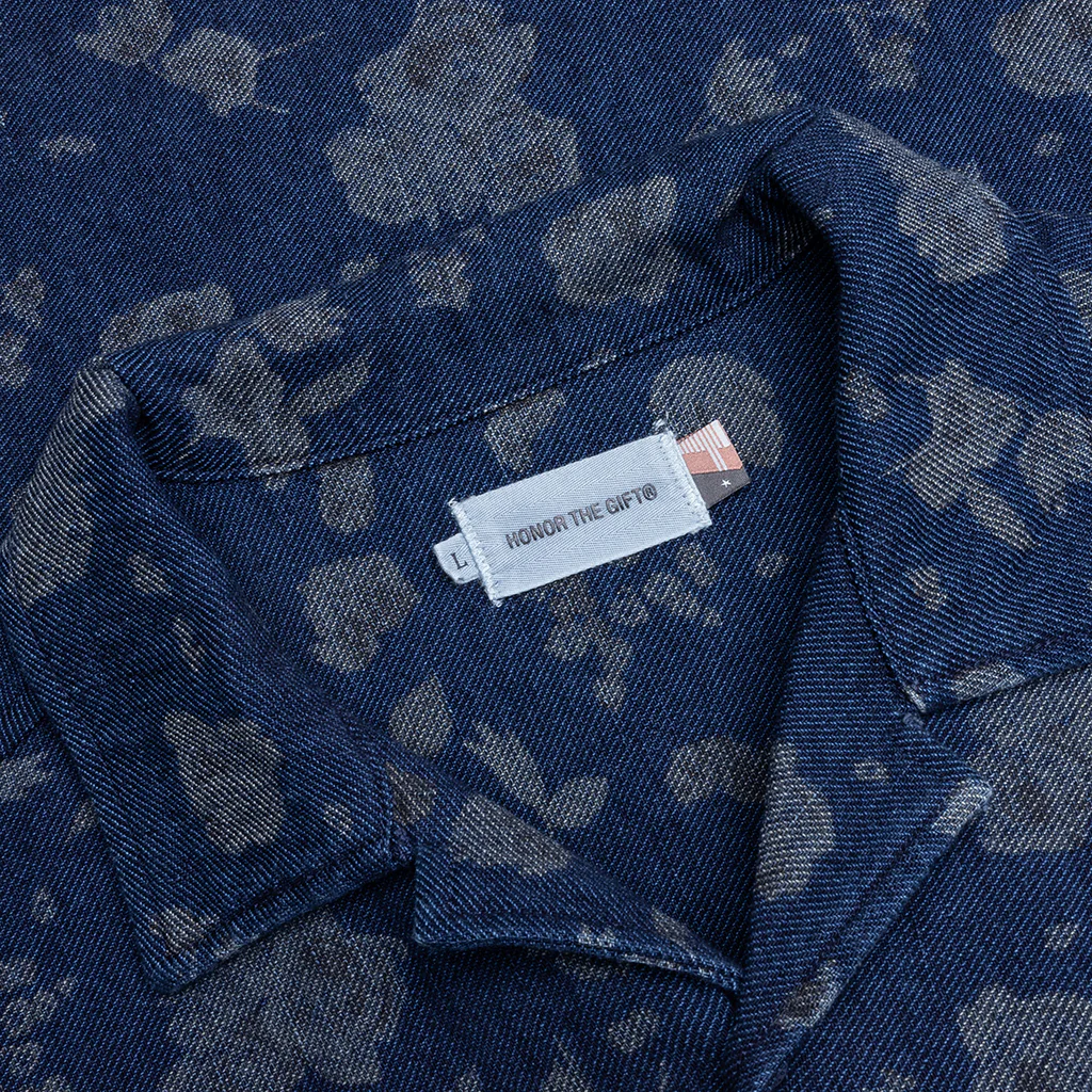Indigo Floral Camp Shirt - Blue - Image 3