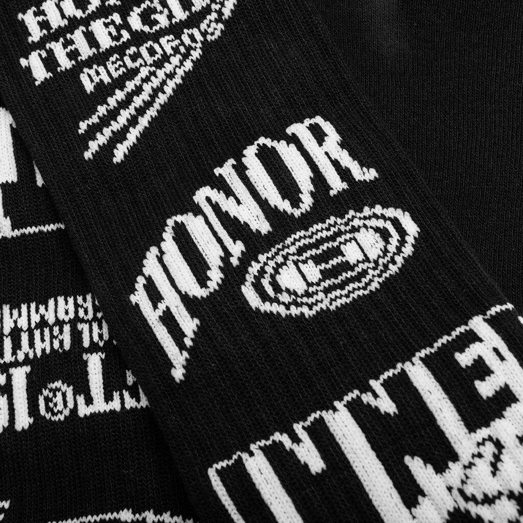 Mixed Graphic Ribbed Sock - Black - Image 2