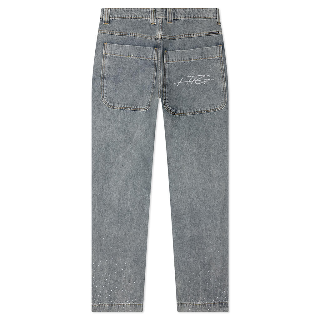 Rhinestone Wide Leg Pant - Indigo - Image 2