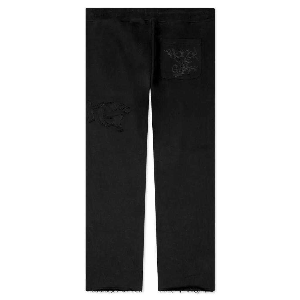 Script Embroidered Sweats - Black - Image 2