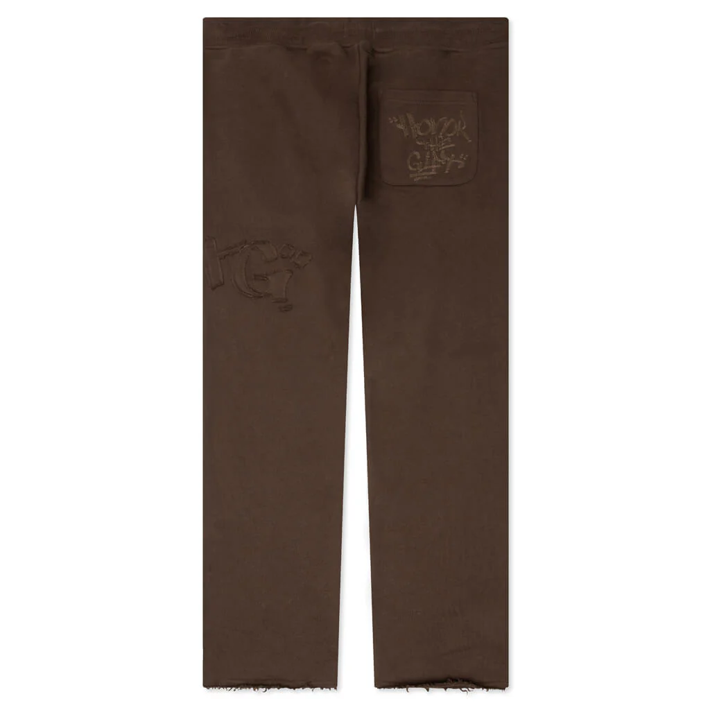 Script Embroidered Sweats - Brown - Image 2