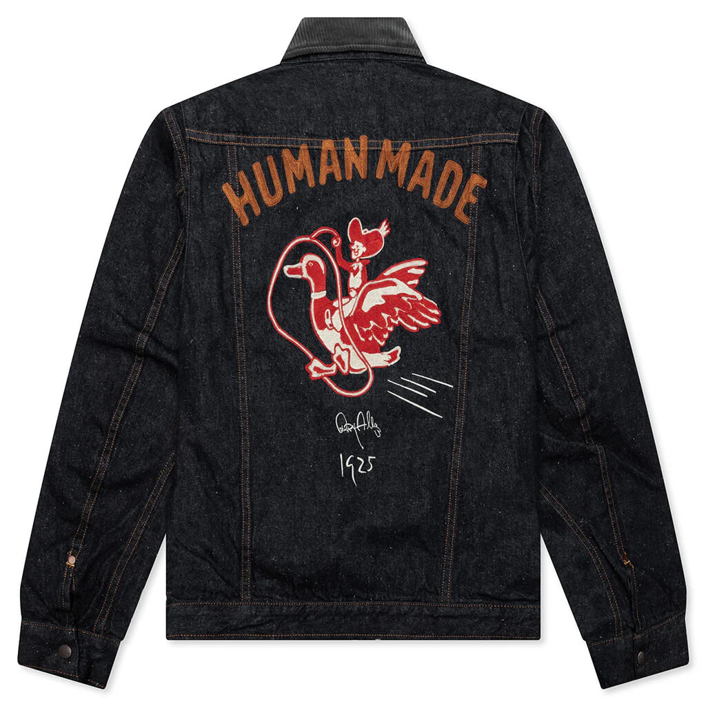 Zip-Up Denim Work Jacket - Indigo - Image 2
