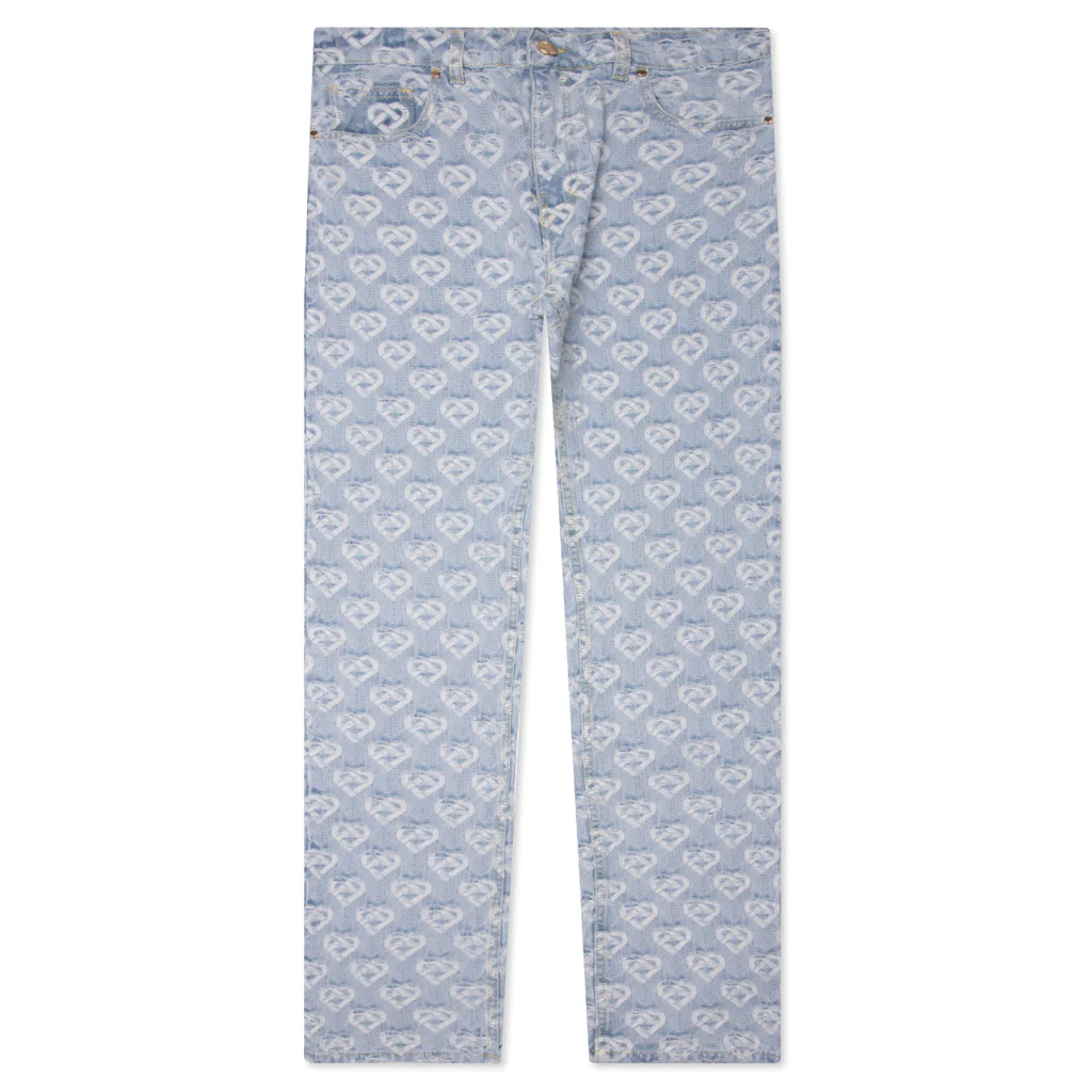 Jacquard Denim Jeans - Washed Indigo