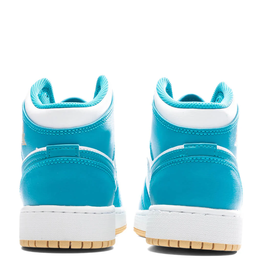 Jordan 1 Mid (GS) - Aquatone/Celestial Gold/White - Image 4