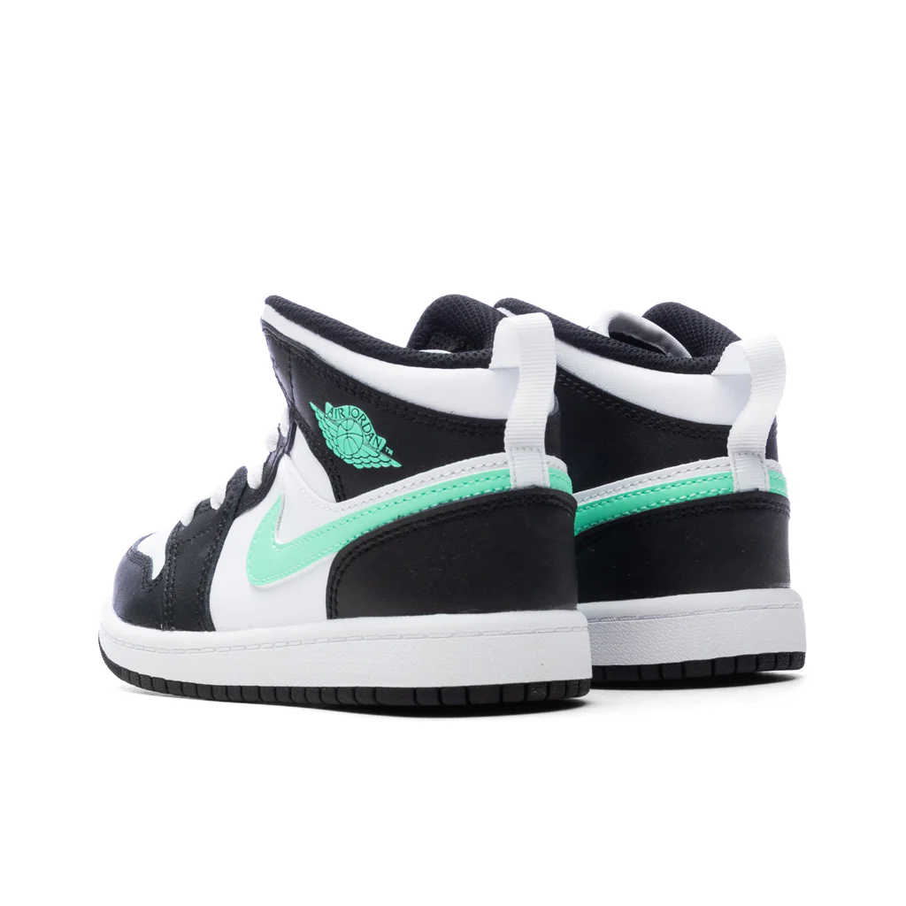 Jordan 1 Mid (PS) - White/Green Glow/Black - Image 3